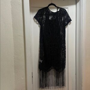 Elegant Black Lace Midi Dress